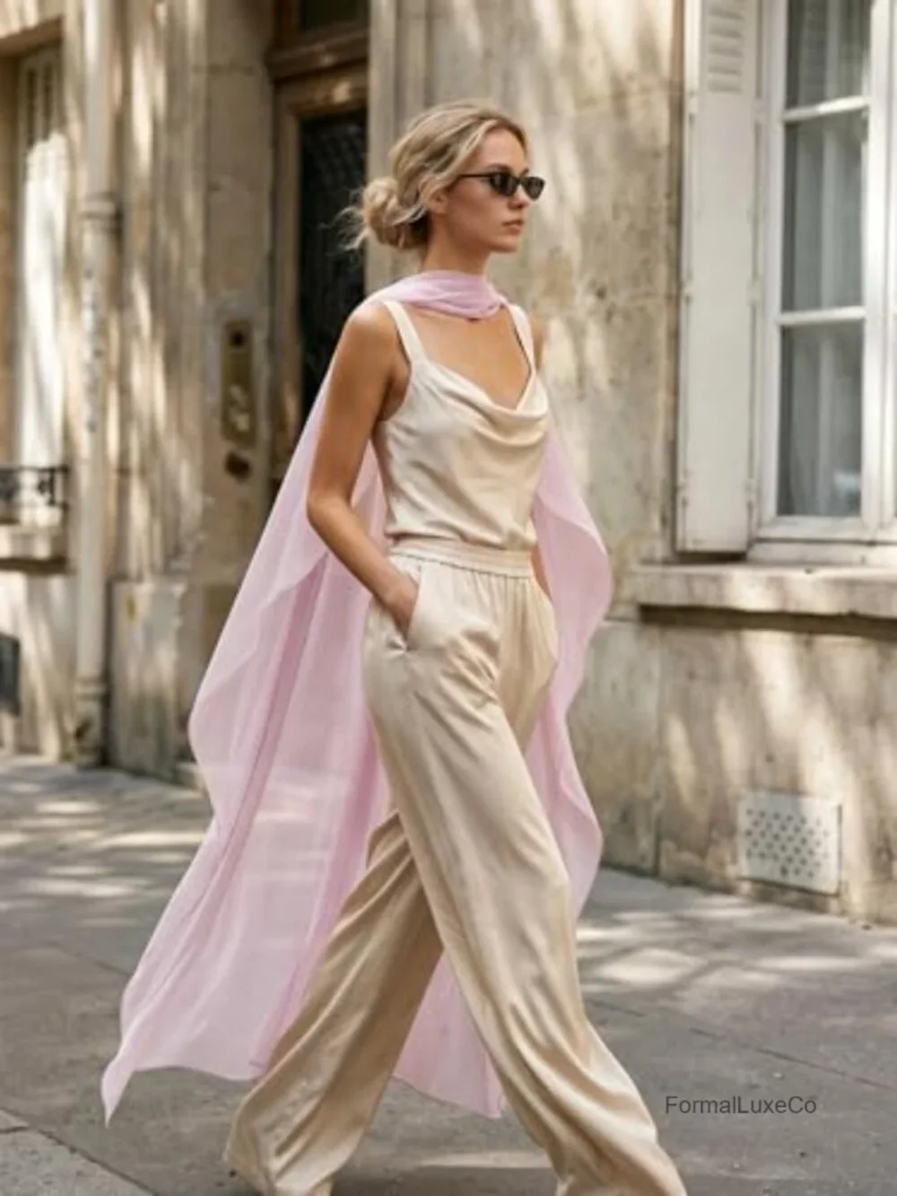 Elegant Long Cape Shawl Sheer Chiffon Bridal Cover Up Pearl Button Closure